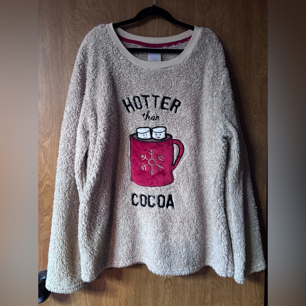 Secret Treasures Beige Sweater with Red Cocoa Mug Design